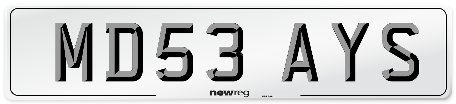 MD53 AYS Number Plate from New Reg